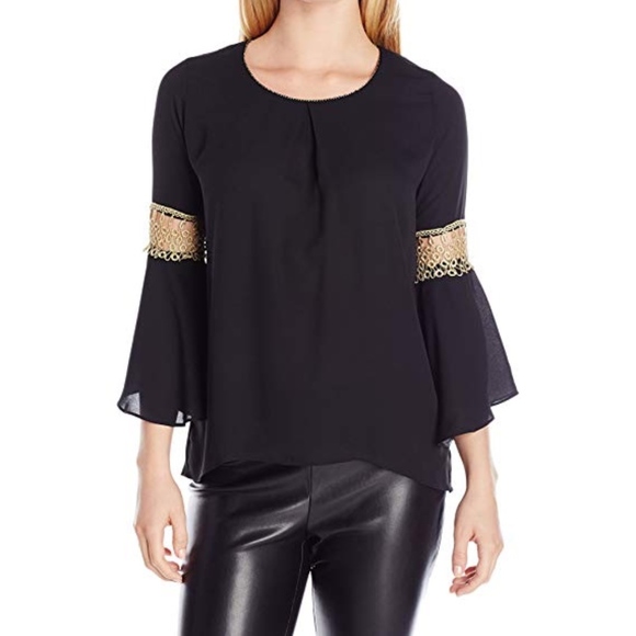 NY Collection Bell Sleeve with Gold Trim - Picture 6 of 8